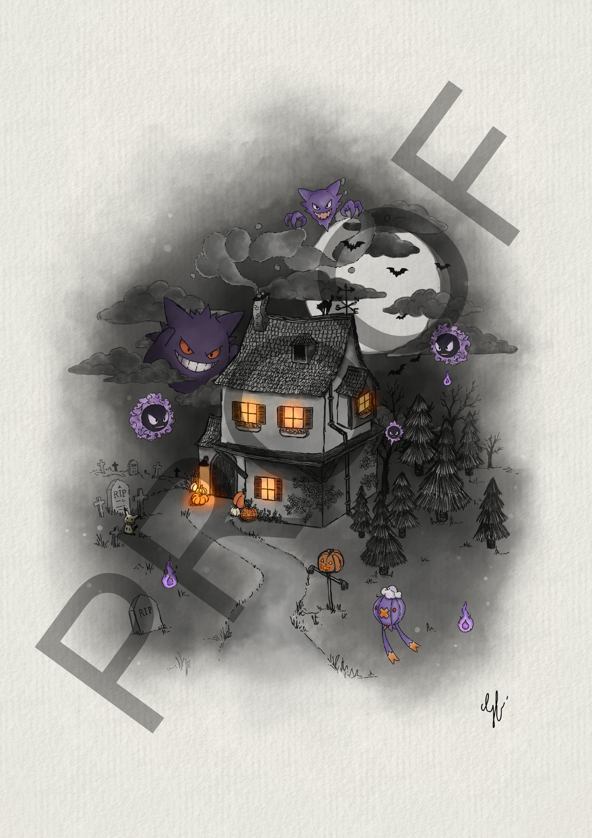 Spooky Mons Limited Edition Print - Hand Signed Authentication  - (Numbered 1-10)