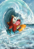 Surfing Croc Limited Edition Print - Hand Signed - (Numbered 1-15) PRE-ORDER (SHIPS 3/08)